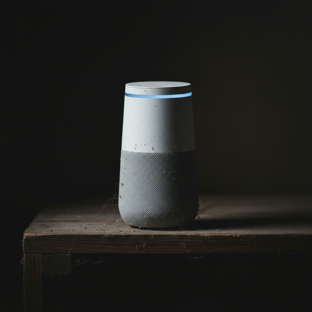 Abandoned Google Home speaker gathering dust